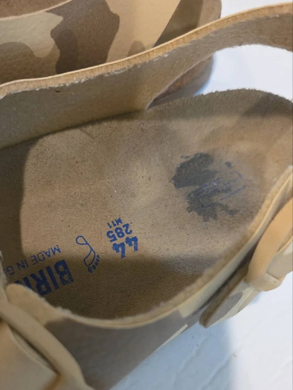 Birkenstock Mens Size 44 M11 285 Made In Germany Arizona Sandal in Beige Camo